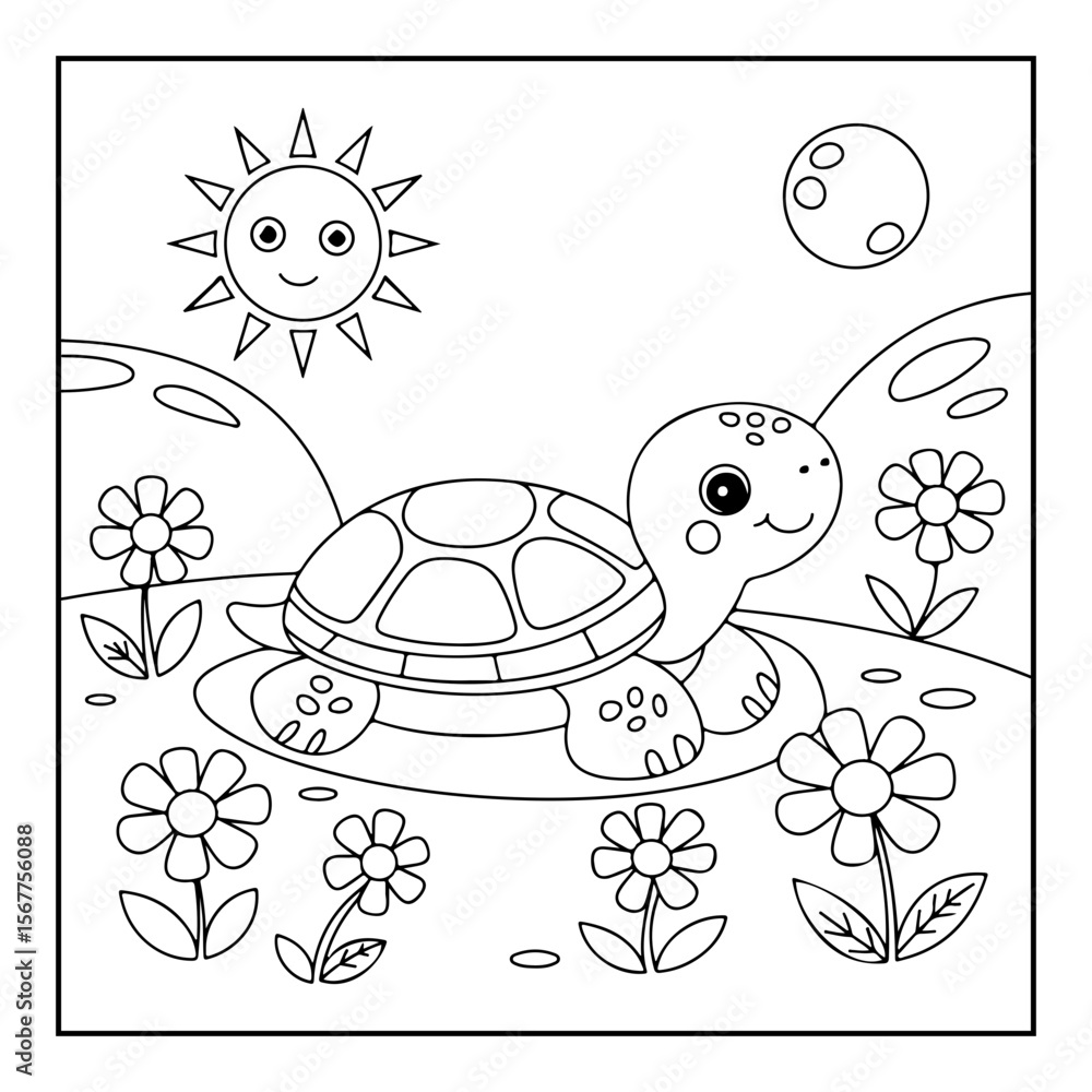 Fototapeta premium black and white turtle coloring pages