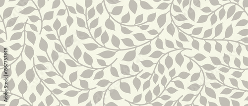 Abstract identicalVector hand drawn Silhouettes of identical leaves seamless pattern. leaves seamless pattern.
