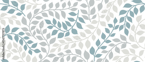 Silhouettes of identical leaf seamless pattern ector background.