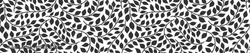 Abstract black identical leaves seamless pattern.