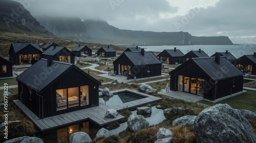 Luxury Black Timber Cabins with Private Hot Tubs Overlooking Dramatic Fjord