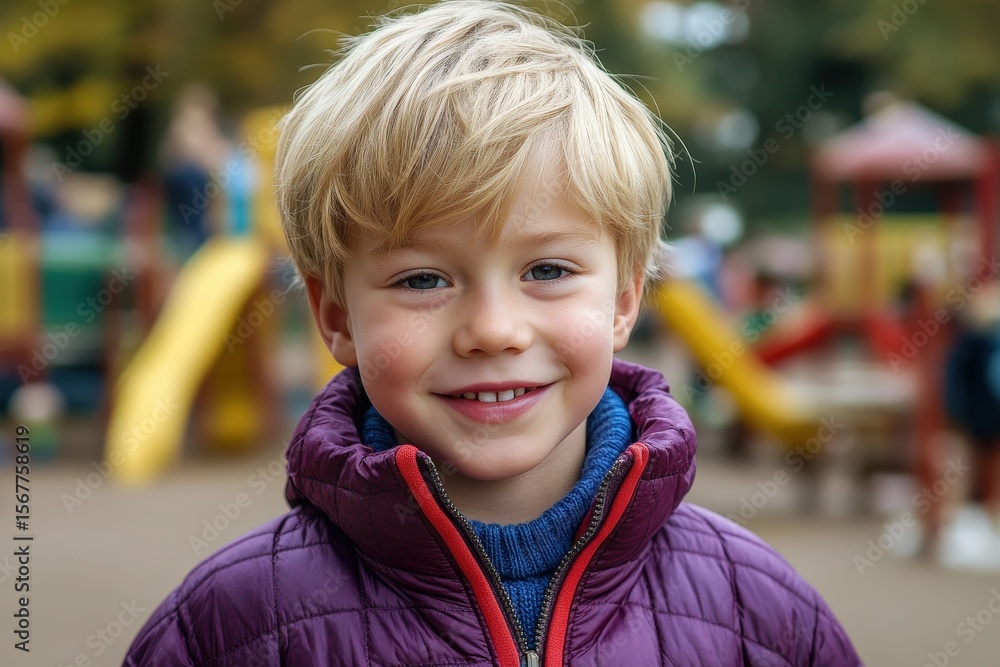 Smiling young boy at a playground. Smiling young boy at a playground.
