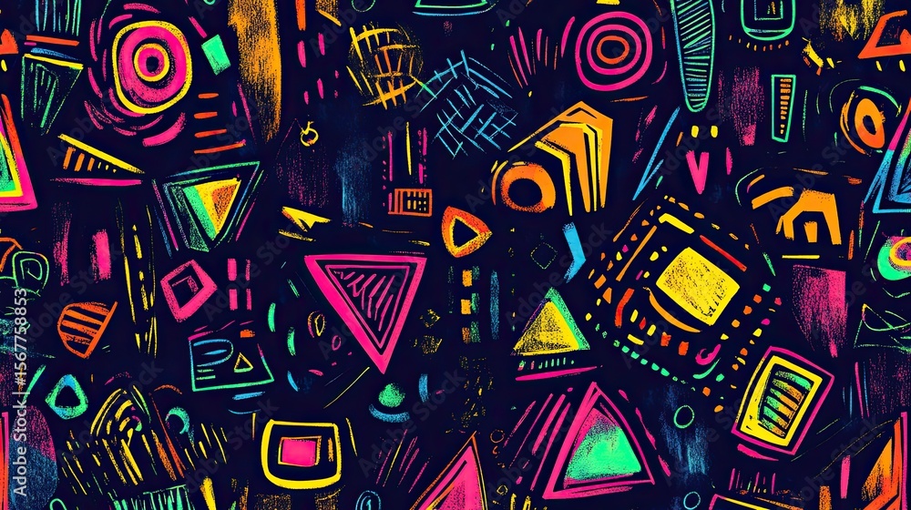Naklejka premium The stock photo showcases a seamless texture composed of intricate, hand-drawn geometric shapes.