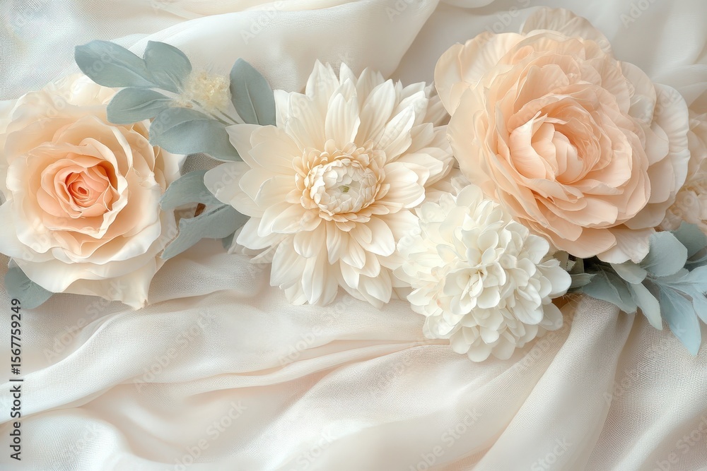 Obraz premium Delicate floral arrangement on a soft backdrop.
