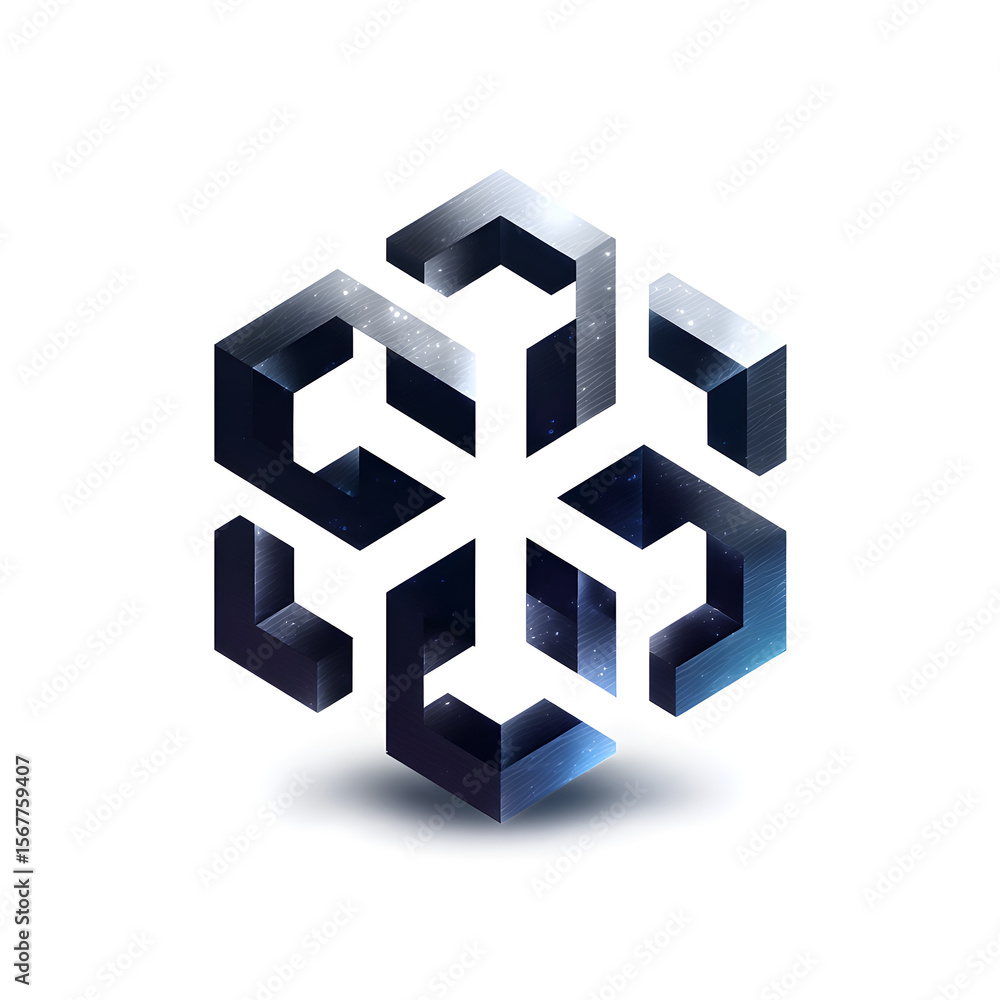 Abstract logo representing a blockchain cube with space background, ideal for fintech and cryptocurrency businesses Abstract logo representing a blockchain cube with space background, ideal for fintech and cryptocurrency businesses