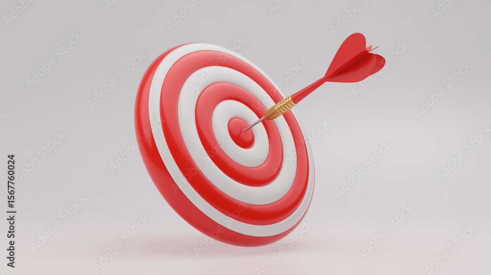 3D Red White Target with Dart Bullseye 3D Red White Target with Dart Bullseye