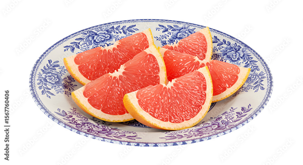 Grapefruit Slices Served on Traditional French Faience Dish Grapefruit Slices Served on Traditional French Faience Dish