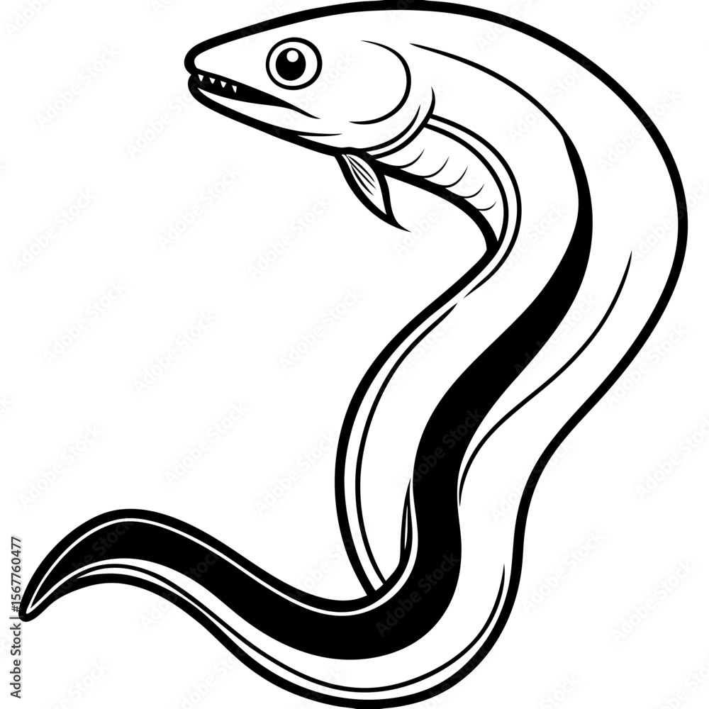 Obraz premium Eel line art vector