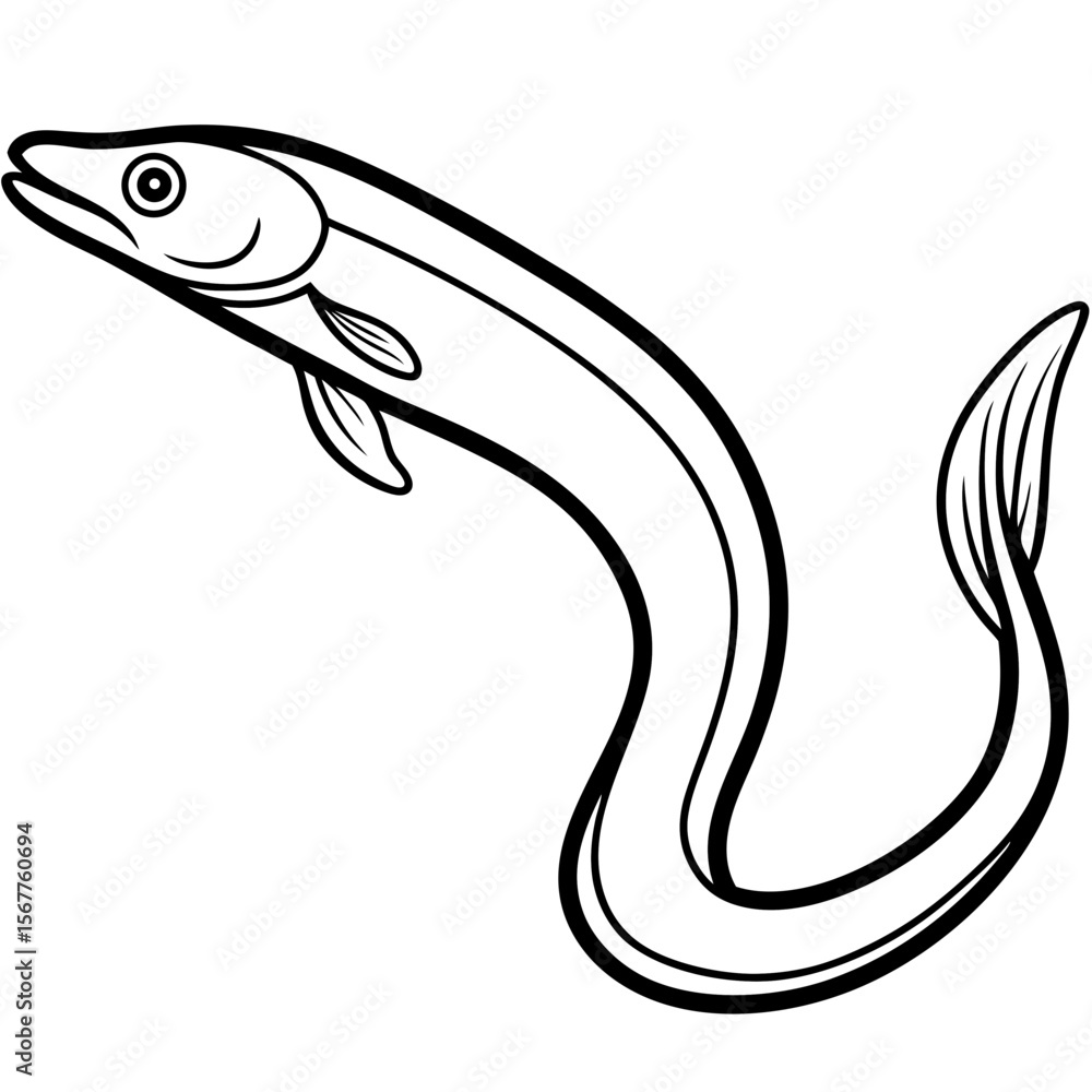Naklejka premium Eel line art vector