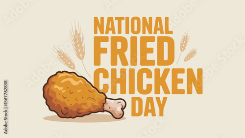 National Fried Chicken Day Poster with Crispy Drumstick Illustration