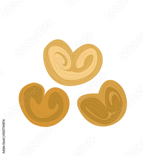 Palmiers Cookies. Sweet Braided Puff Palmiers Pastry 