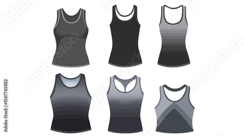 Minimalist vector illustration of a gym tank top with clean straps, simple and modern design representing fitness apparel, activewear, and athletic clothing in a sleek and streamlined flat style.