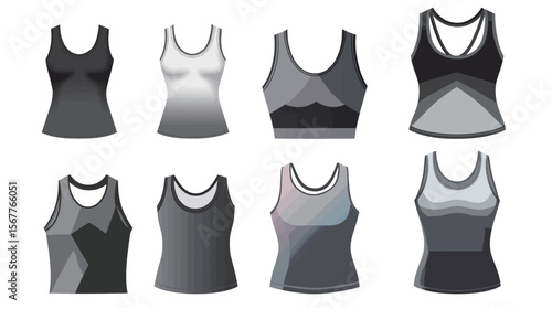 Minimalist vector illustration of a gym tank top with clean straps, simple and modern design representing fitness apparel, activewear, and athletic clothing in a sleek and streamlined flat style.