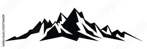 Silhouette mountain range isolated on white background, vector design