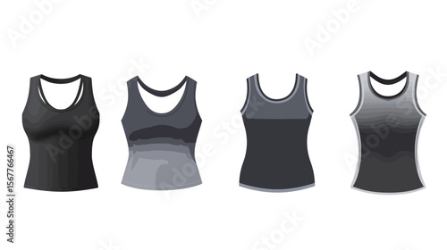 Minimalist vector illustration of a gym tank top with clean straps, simple and modern design representing fitness apparel, activewear, and athletic clothing in a sleek and streamlined flat style.