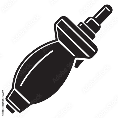 Black and white hand bulb aspirator medical instrument vector illustration isolated on white