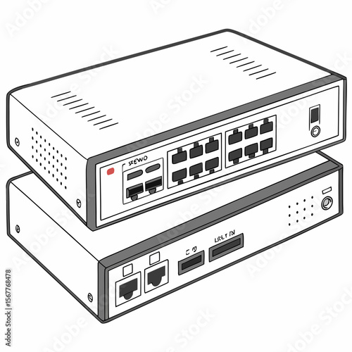 Network Switch  Electronic Device Icon  High-Quality AI Vector Design for Tech Projects