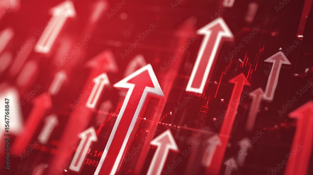 custom made wallpaper toronto digitalDynamic Red Growth Background with Rising Arrows: Digital Wealth Trend Illustration for FinTech Presentations and UI Design