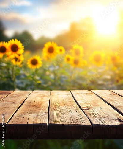 wooden table and flowers