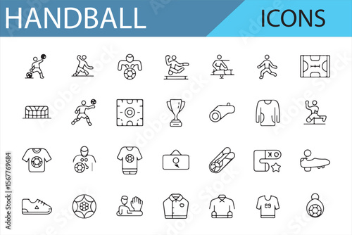 Illustrations of Handball Sports, Players, and Equipment for Game Design