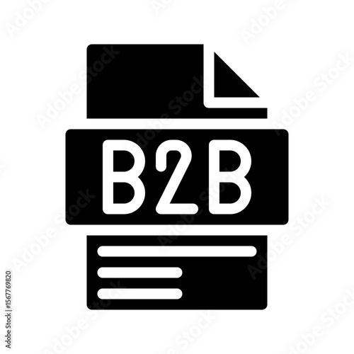 B2b glyph icon. File icon for quarterly sales data.