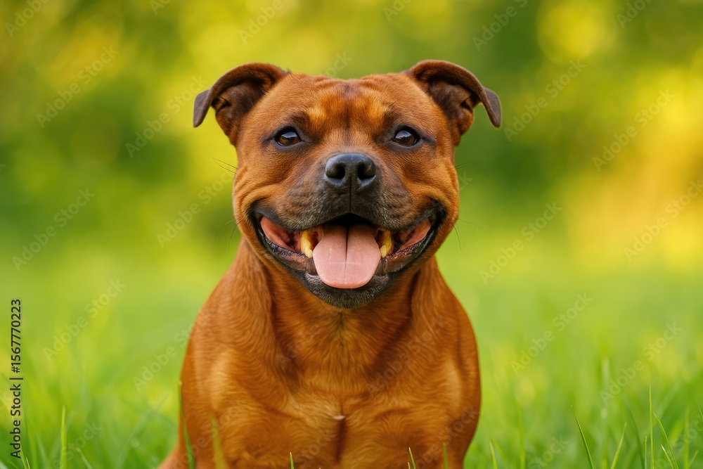 Obraz premium Portrait of a Staffordshire Bull Terrier dog as a beloved pet
