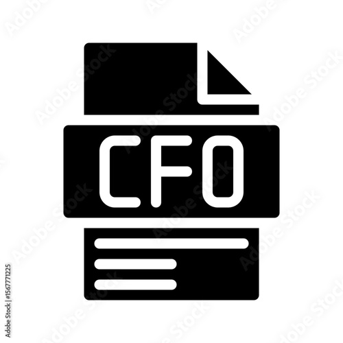 Cfo Glyph Icon. Chief Financial Officer is an abbreviation for Head of the Financial Division.