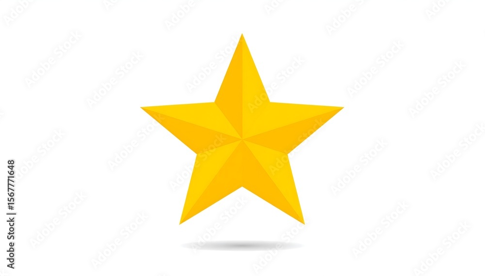 Obraz premium Yellow star icon with flat shadow, perfect rating symbol, isolated on white 