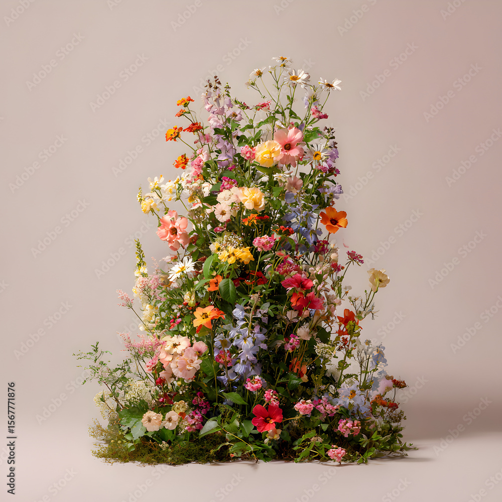 Fototapeta premium christmas tree with flowers