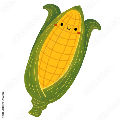 cute vegetable illustration transparant background - harvest corn