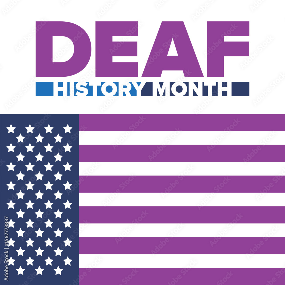 Fototapeta premium National Deaf History Month. Celebrated from March through April in United States. In honour of the achievement of the deaf and hard of hearing. Poster, postcard, banner. Vector illustration