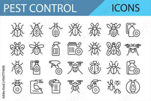 Various Pest Management Icons for Bugs, Mosquitoes, and Pest Control