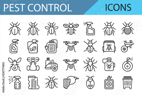 Vector Icons for Pest Control, Insecticide, and Bug Removal
