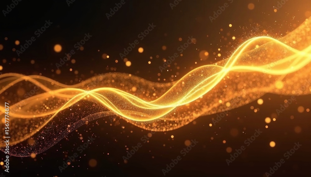 Obraz premium Golden Waves of Light in a Fluid Motion Effect