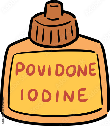 Illustration of povidone iodine bottle
