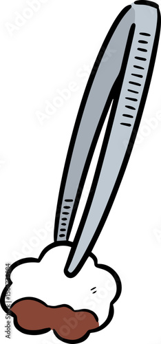Illustration of forceps and povidone iodine cotton
