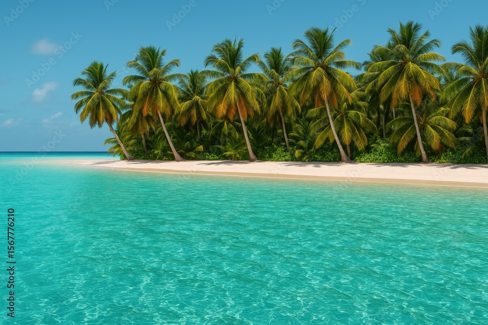 Fototapeta premium Exotic paradise with vibrant turquoise waters and lush palm landscapes