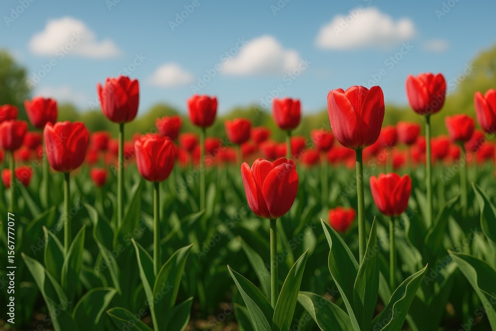Fototapeta premium Blooming tulip garden scene