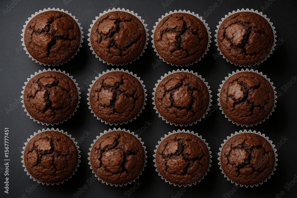 Twelve delectable chocolate cupcakes perfect for dessert and immediate enjoyment Twelve delectable chocolate cupcakes perfect for dessert and immediate enjoyment