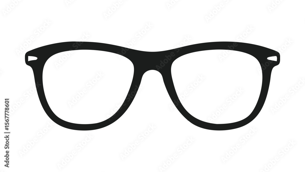 Fototapeta premium Sleek Black Vector Silhouette Icon of Glasses for Vintage Fashion, Optical Trends, and Creative Design Projects
