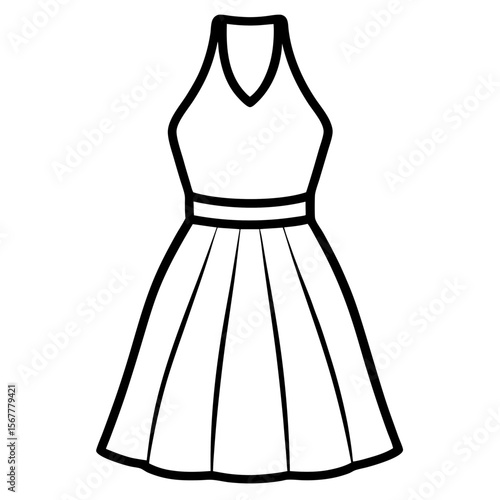 Halter Neck Dress line art vector
