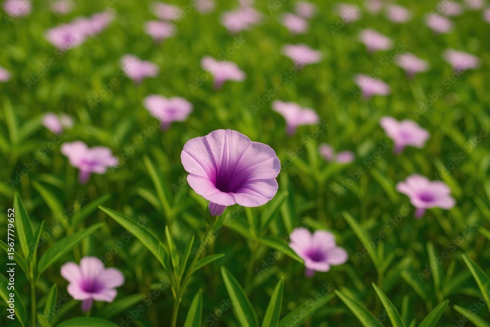 Fototapeta premium Vibrant Ipomoea Aquatica blossoms in full bloom across a lush field