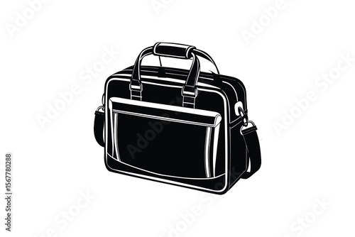 Stylish Business Briefcase with Shoulder Strap in Silhouette