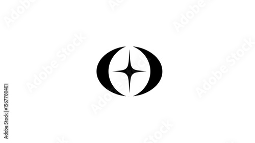 Abstract star symbol with circular outline in minimalist design  