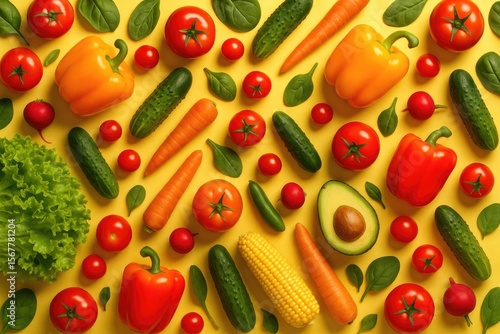 Wallpaper Mural Vibrant summer scene featuring vegetables with an overhead perspective Torontodigital.ca