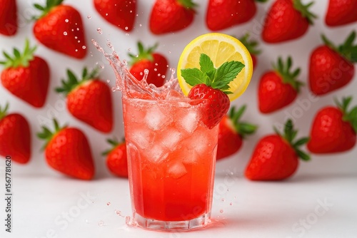 Wallpaper Mural Decorative Strawberry Italian Soda with Fresh Berries Torontodigital.ca