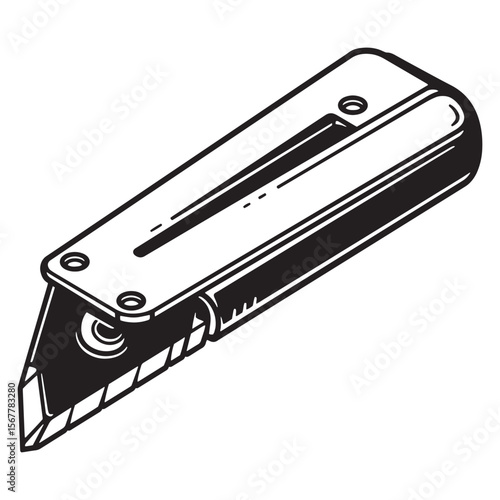 Vector illustration of a classic utility knife isolated on white background