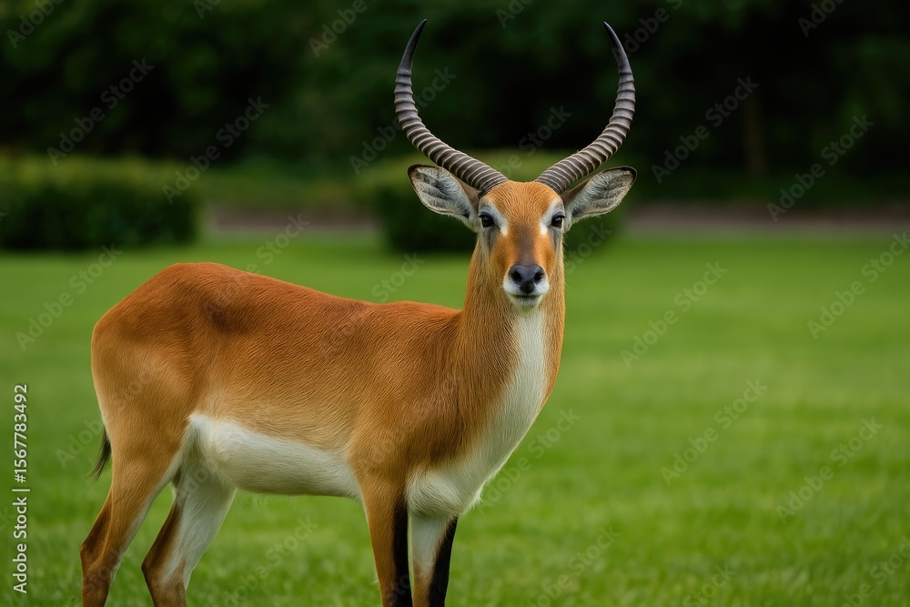 Fototapeta premium The lechwe (Kobus leche) is a species of antelope native to the marshy regions of south-central Africa.
