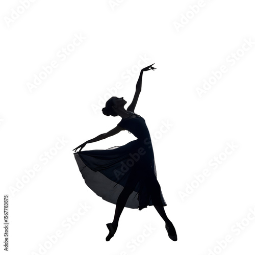 silhouette of a dancer , silhouette of a woman dancing, Ballerina Dance Silhouette in Elegant Pose