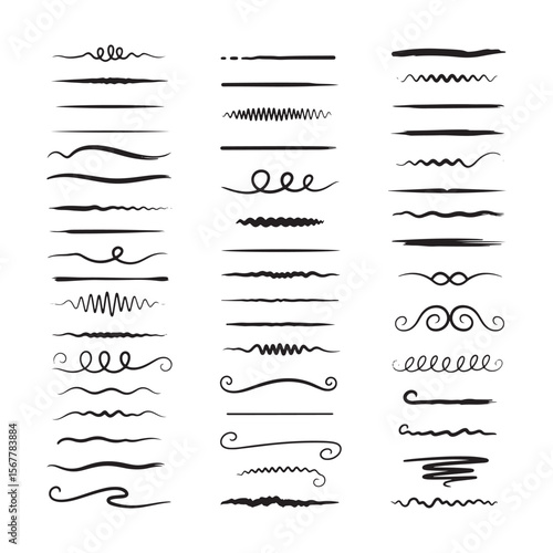 Black decorative lines and flourishes wavy scribbled